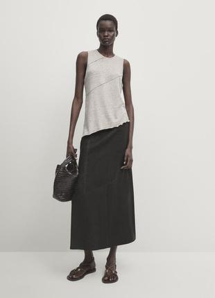 Юбка с декоративной строчкой и разрезом massimo dutti 5216/100