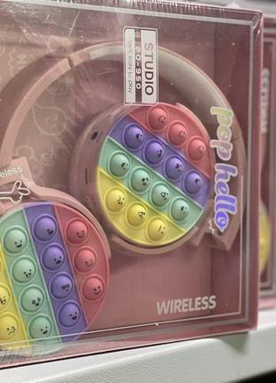 Дитячі навушники для дівчинки стереопровідні з вушками bluetooth c 55255 накладні навушники