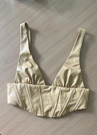 🌼кожаный топ-корсет zara 8/s чашка а-в
