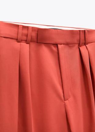 Распродажа!!! лёгкие клубничные брюки полной длины от zara оригинал3 фото