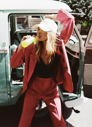 Распродажа!!! лёгкие клубничные брюки полной длины от zara оригинал8 фото