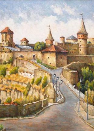 Картина маслом на холсте старая крепость, г. каменец-подольский
