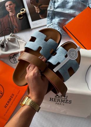 Шкіряні шльопки в стилі hermes