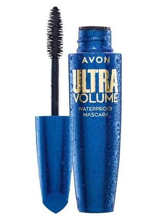 Водостійка туш для вій avon «ультраоб'єм», чорно-коричнева