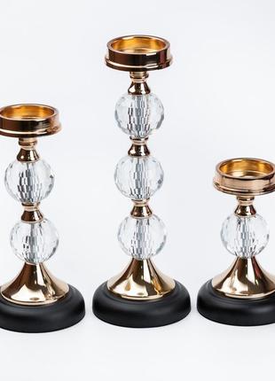 Набор подсвечников на металической ножке 3 шт 43/34/ 27 см