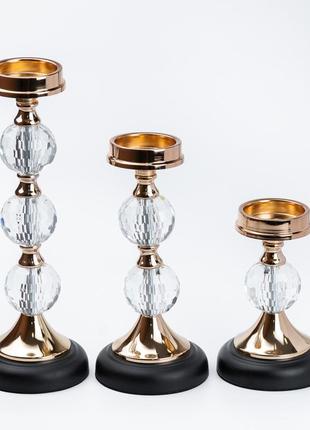 Набор подсвечников на металической ножке 3 шт 43/34/ 27 см