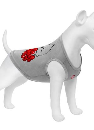Майка для собак waudog clothes малюнок "калина", сітка, s, b 30-33 см, c 18-21 см сірий
