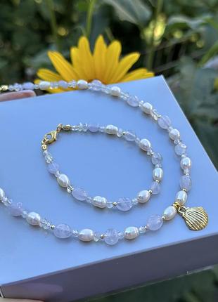 Набір морська тематика ракушка перлини сапфірин2 фото