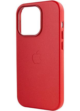 Кожаный чехол leather case (aa plus) with magsafe для apple iphone 13 pro (6.1"), crimson 6