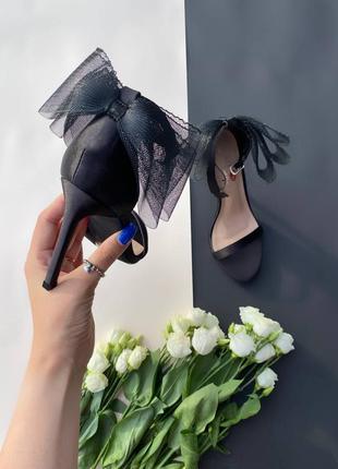 Накладной платеж ❤ праздничные босоножки на шпильке с тонкими ремешками и бантиками