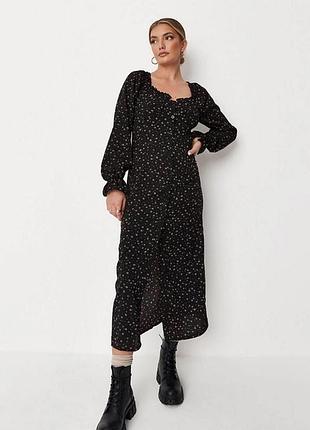 Сукня міді missguided плаття в квітковий принт рюши