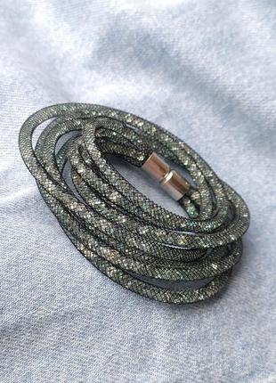 Браслет chanfar с кристаллами💎 темно-зелёный2 фото
