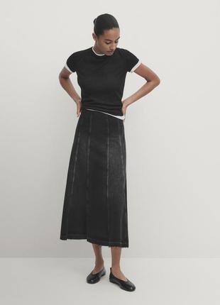 Джинсова спідниця середньої довжини massimo dutti 5240/540