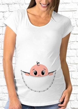 Футболка для вагітної push it з принтом "малюк в сумці животика"