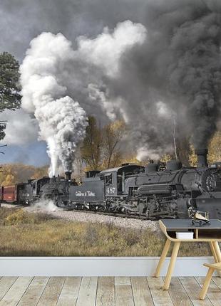 Флізелінові фотошпалери з малюнком на стіну "паровоз", фото шпалери дитячі красиві