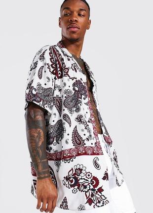 Рубашка boohoo oversized revere paisley