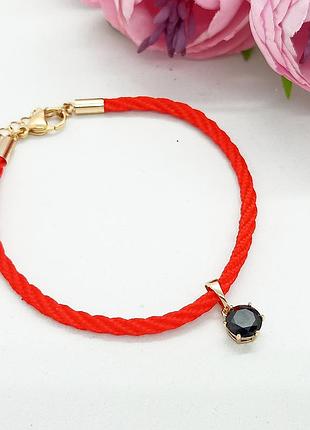 Браслет с кулоном камушок фианит красная нить с вставками из медсплава закутня