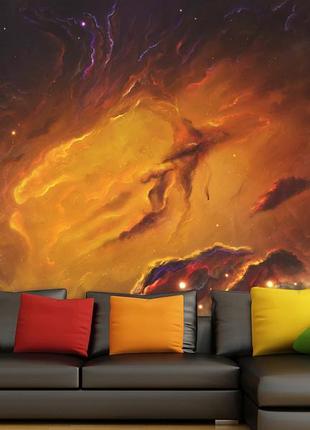 Фотошпалери на всю стіну для прикраси будинку "помаранчева туманність" , модні шпалери для спальні