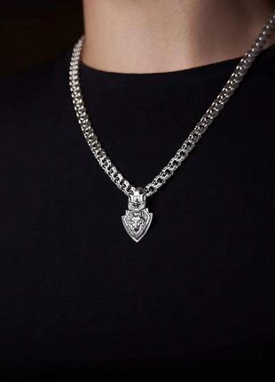 Мужской серебряный кулон "волк"