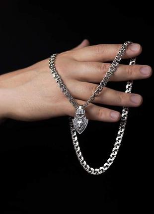 Мужской серебряный кулон "волк"