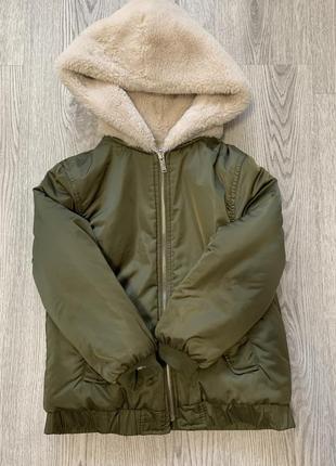 Двостороння куртка-шубка zara 128см.
