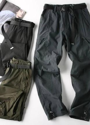 Трекинговые карго брюки на утяжках с ремешком goretex