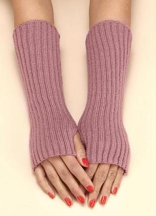 Митенки в рубчик темно-розовые one size