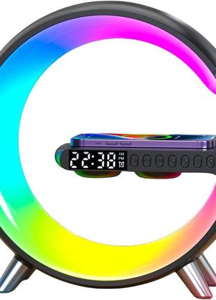 Настольная led лампа-ночник vhg nh-30 с беспроводной зарядкой 15w и bluetooth колонкой black.