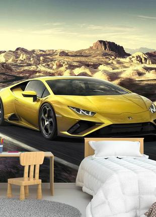 Фотообои 3д на стену "lamborghini", флизелиновые фотообои подростку в спальню, кухню, зал