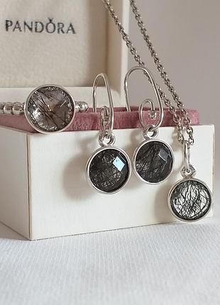 Pandora black rutil quartz подвес кулон из рутилового кварца