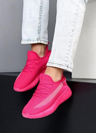 Фуксия розовые женские спортивные кроссовки тканевые текстильные5 фото