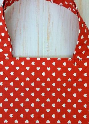 Эко-сумка, шоппер "сердечки мини на красном"3 фото