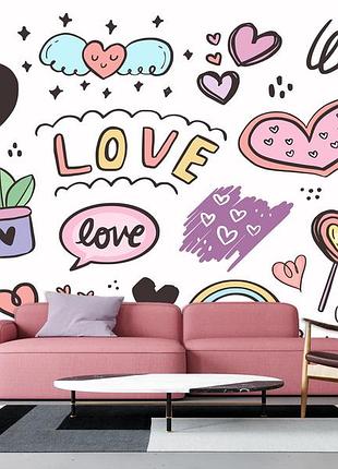 Самоклеющиеся плёнка oracal на всю стену "любовь и сердца", 3d обои в спальню