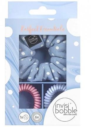 Подарунковий набір (резинка sprunchie та 6 резинок slim) invisibobble gift set perfect essential