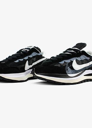 Мужские кроссовки sacai x nike vaporwaffle black/white3 фото