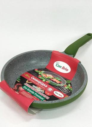 Сковорода con brio cb-2026 eco granite premium 20 см. сковорода якісна на плиту. колір: зелений