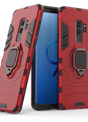 Чехол ring case для samsung s9 plus (g965) бронированный бампер с кольцом красный
