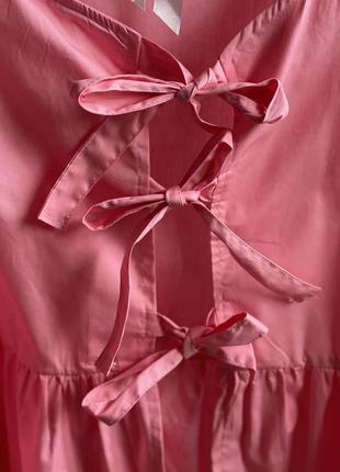 Розовая блуза, рубашка с бантиками2 фото