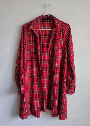 Червона довга сорочка в клітинку mohito