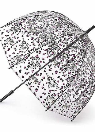 Женский зонт-трость прозрачный fulton birdcage-2 леопардовый камуфляж