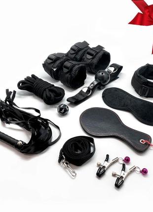 Набор для bdsm alive fury black bdsm kit, 10 предметов (мятая упаковка)  so6324-r