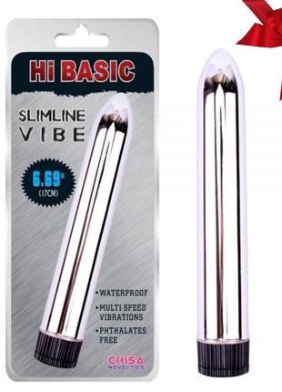 Вібромасажер hi basic slimline vibe, сріблястий