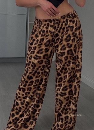 🔥 леопардовые шелковые брюки принт анималистичный лео4 фото