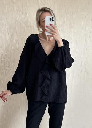 Блузка f&f, блуза черного цвета, красивая блузка, блузка воздушная