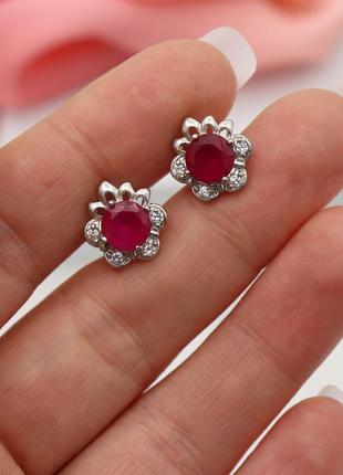 Родовані гвоздики (пусети) "рубін" з колекції ювелірної біжутерії.