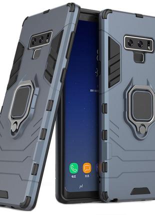 Чохол ring case для samsung galaxy note 9 (n960) броньований бампер з кільцем темно-синій