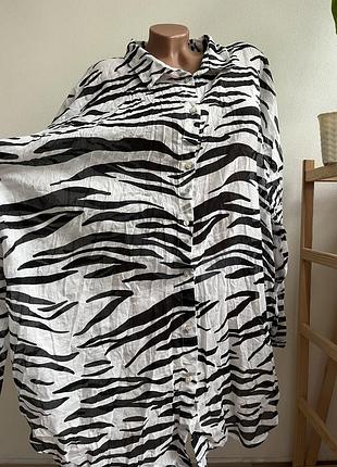 Рубашка длинная женская в принт зебра из хлопка от primark 2xl-4xl