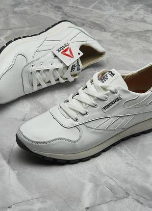 Кожаные мужские кроссовки reebok белые демисезон,весна-осень, весенние, осенние, качественные,натуральная кожа