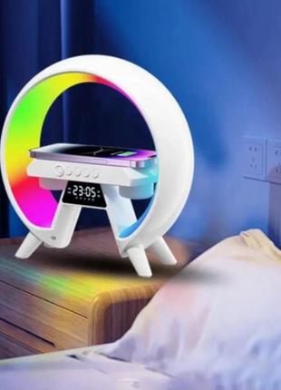 Ночник хамалеон с будильником и беспроводной зарядкой и bluetooth динамиком