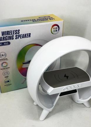 Ночник хамалеон с будильником и беспроводной зарядкой и bluetooth динамиком